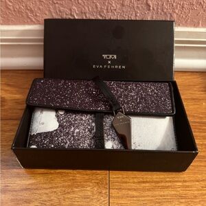 Tumi Eva Fehren Black and White Speckled Travel Jewelry Roll - NEW In Box